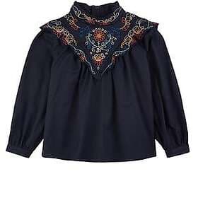 Chloé Blommig Broderad Blus Marinblå 8 år