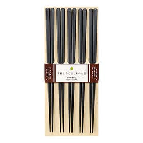 Kawai Ätpinnar Plain Wood 5-pack Svart