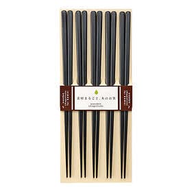 Kawai Ätpinnar Plain Wood 5-pack Svart