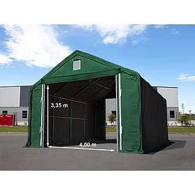 TOOLPORT Everest 6x8 m tälthall - 3,0 m sidohöjd med 4,0x3,35 m port, PVC brandsäker