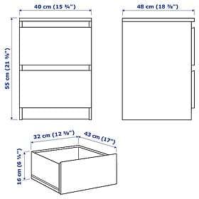 IKEA MALM Sovrumsmöbler set om 2 cm