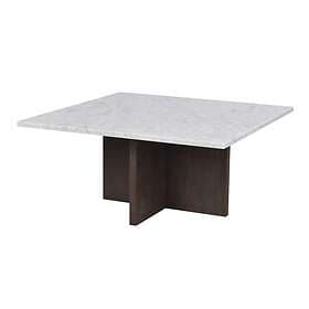 Rowico Home Brooksville Soffbord Kvadrat 90x90 cm Vit Marmor/Brun Ek