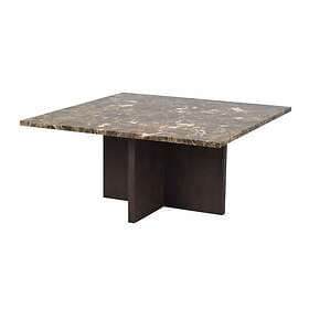 Rowico Home Brooksville Soffbord Kvadrat 90x90 cm Brun Marmor/Brun Ek