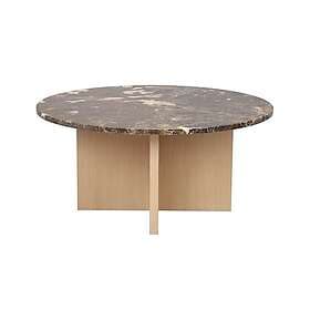 Rowico Home Brooksville Soffbord Runt Ø90 cm Brun Marmor/Vitpigment Ek