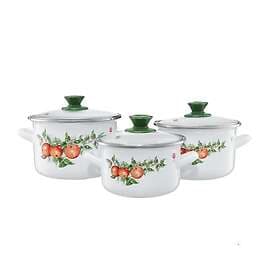 Set Emalia Olkusz Emaljerade kastruller om 6 Äpple EMALIA OLKUSZ