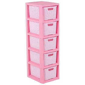 BranQ Hylla med 5 lådor Rattan rosa BRANQ