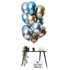 Chrome Mirror Ballonger Guld-Silver-Blå