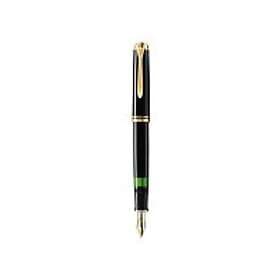 Pelikan M600, Svart, Guld, Inbyggt påfyllningssystem, Diamond, Harts, Guld, Kursiv spets, Guld/rodium