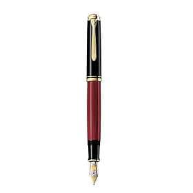 Pelikan M800, Svart, Guld, Röd, Inbyggt påfyllningssystem, Diamond, Harts, Guld, Kursiv spets, Guld/rodium
