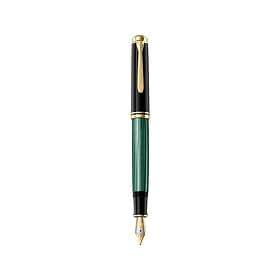 Pelikan M800, Svart, Guld, Grön, Inbyggt påfyllningssystem, Guld, Kursiv spets, Guld/rodium, Medium