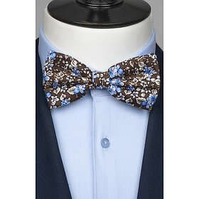 Neckwear Blommig sidenfluga brun och ljusblå