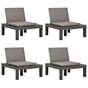 vidaXL Loungefåtöljer för trädgården med dynor 4 st plast antracit 3054427