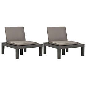 vidaXL Loungefåtöljer för trädgården med dynor 2 st plast antracit 3054426