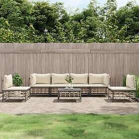 vidaXL Loungegrupp 7 delar med dynor antracit konstrotting 3186722