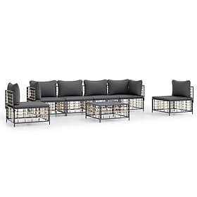 vidaXL Loungegrupp 7 delar med dynor antracit konstrotting 3186723