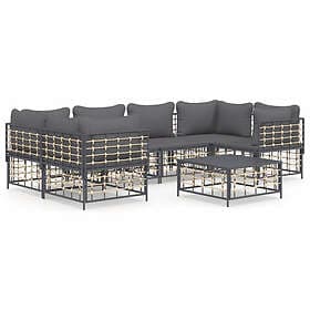 vidaXL Loungegrupp 7 delar med dynor antracit konstrotting 3186799