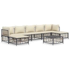 vidaXL Loungegrupp 8 delar med dynor antracit konstrotting 3186784