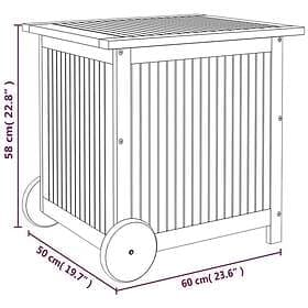 vidaXL Dynbox med hjul 60x50x58 cm massivt akaciaträ 319710