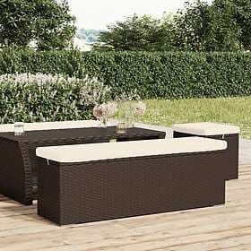 vidaXL Förvaringsbänk med kudde brun 110x30x40 cm konstrotting 319397