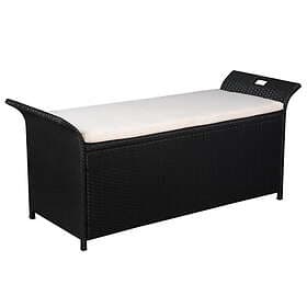 vidaXL Förvaringsbänk med dyna 138 cm konstrotting svart 44183