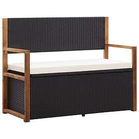 vidaXL Förvaringsbänk 115 cm konstrotting och massivt akaciaträ 46010