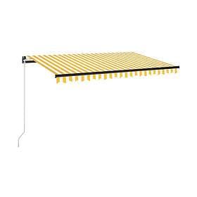 Markis manuellt infällbar med LED 400x350 cm gul och vit Gul 3069183
