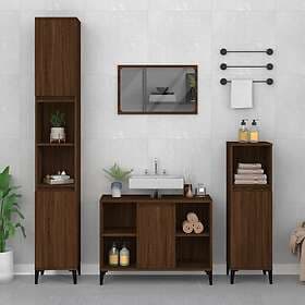 vidaXL Badrumsmöbler set 3 delar Brun ek konstruerat trä 3185628