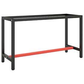vidaXL Ram för arbetsbänk matt svart och röd 140x50x79 cm metall 151451