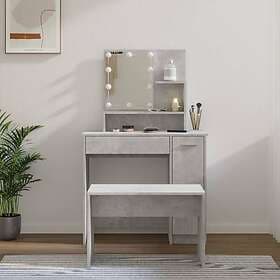 vidaXL Sminkbord LED betonggrå konstruerat trä 3114118