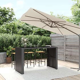 vidaXL Barbord med glasskiva svart 185x80x110 cm konstrotting 362600