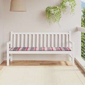 vidaXL Bänkdyna för trädgården rödrutig 180x50x3 cm tyg 314096