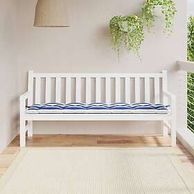 vidaXL Bänkdyna för trädgården blå&vit randig 180x50x7 cm oxfordtyg 361633