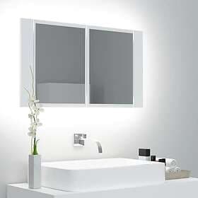 vidaXL Spegelskåp med LED vit 80x12x45 cm akryl 804964