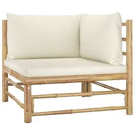 vidaXL Hörnsoffa med gräddvita dynor bambu 313145