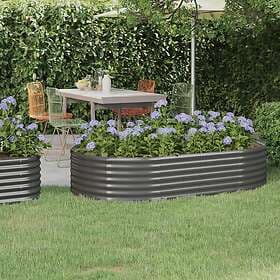 vidaXL Odlingslåda pulverlackerat stål 175x100x36 cm grå 318989