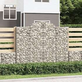 vidaXL Gabion bågformad 3 st 200x30x160/180 cm galvaniserat järn 3146174