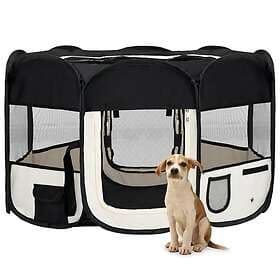 vidaXL Hopfällbar hundhage med väska svart 125x125x61 cm 171007