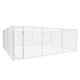 vidaXL Hundgård för utomhusbruk galvaniserat stål 570x570x185 cm 145034
