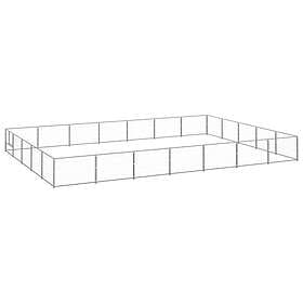 vidaXL Hundgård silver 35 m² stål 3082165