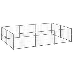 vidaXL Hundgård silver 6 m² stål 3082119