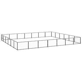 vidaXL Hundgård svart 42 m² stål 3082170