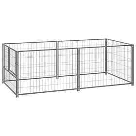 vidaXL Hundgård silver 200x100x70 cm stål 150793