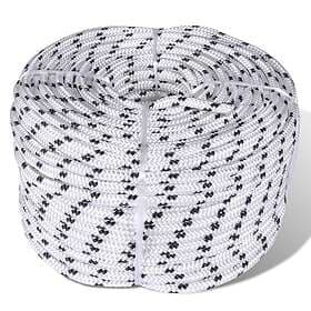 vidaXL Båtlina flätad 6 mm x 500 m polyester vit 143790