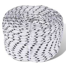 vidaXL Båtlina flätad 6 mm x 250 m polyester vit 143789