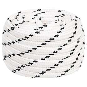 vidaXL Båtlina flätad vit 18 mm x 25 m polyester 152786