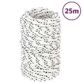 vidaXL Båtlina flätad vit 2 mm x 25 m polyester 152741