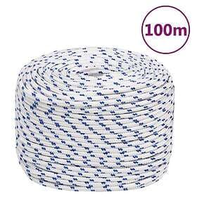 vidaXL Båtlina vit 10 mm 100 m polypropylen 152296