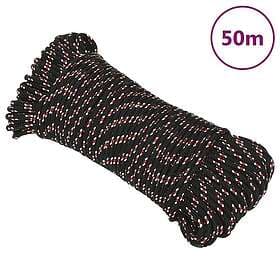 vidaXL Båtlina svart 3 mm 50 m polypropen 152323