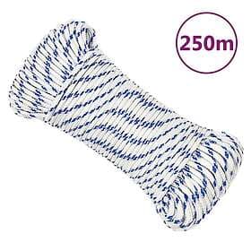 vidaXL Båtlina vit 4 mm 250 m polypropylen 152277