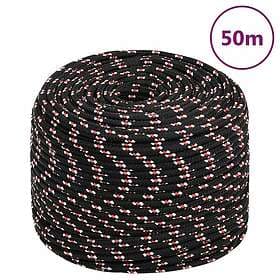 vidaXL Båtlina svart 6 mm 50 m polypropen 152338